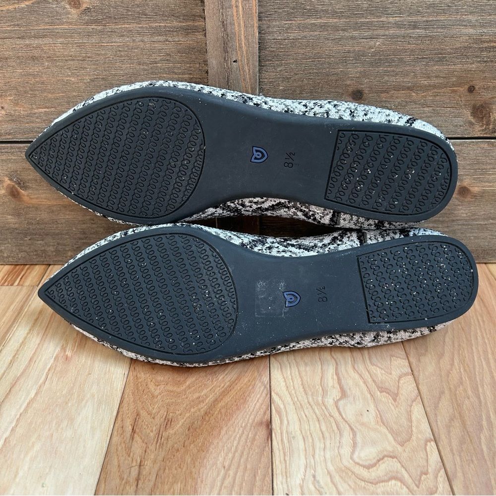 Rothy's The Point Black & White Python Print Flat… - image 8